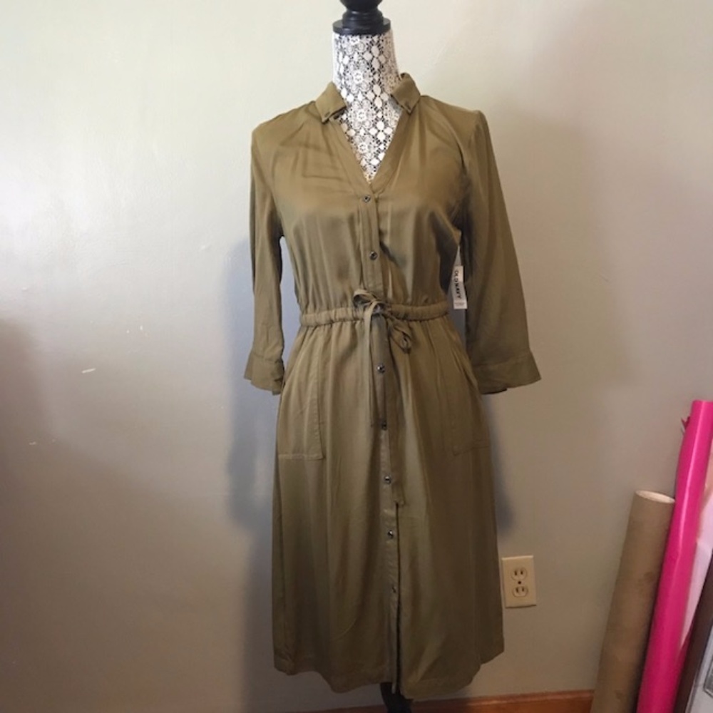 Khaki Green Midi Dress in Women Old Navy